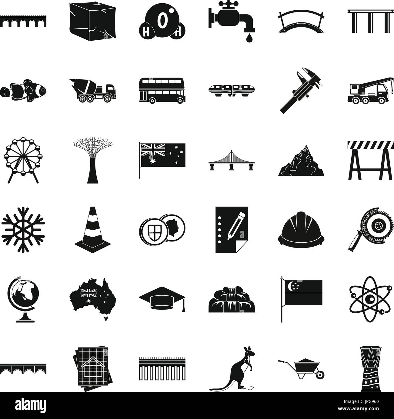 Small bridge icons set, simple style Stock Vector