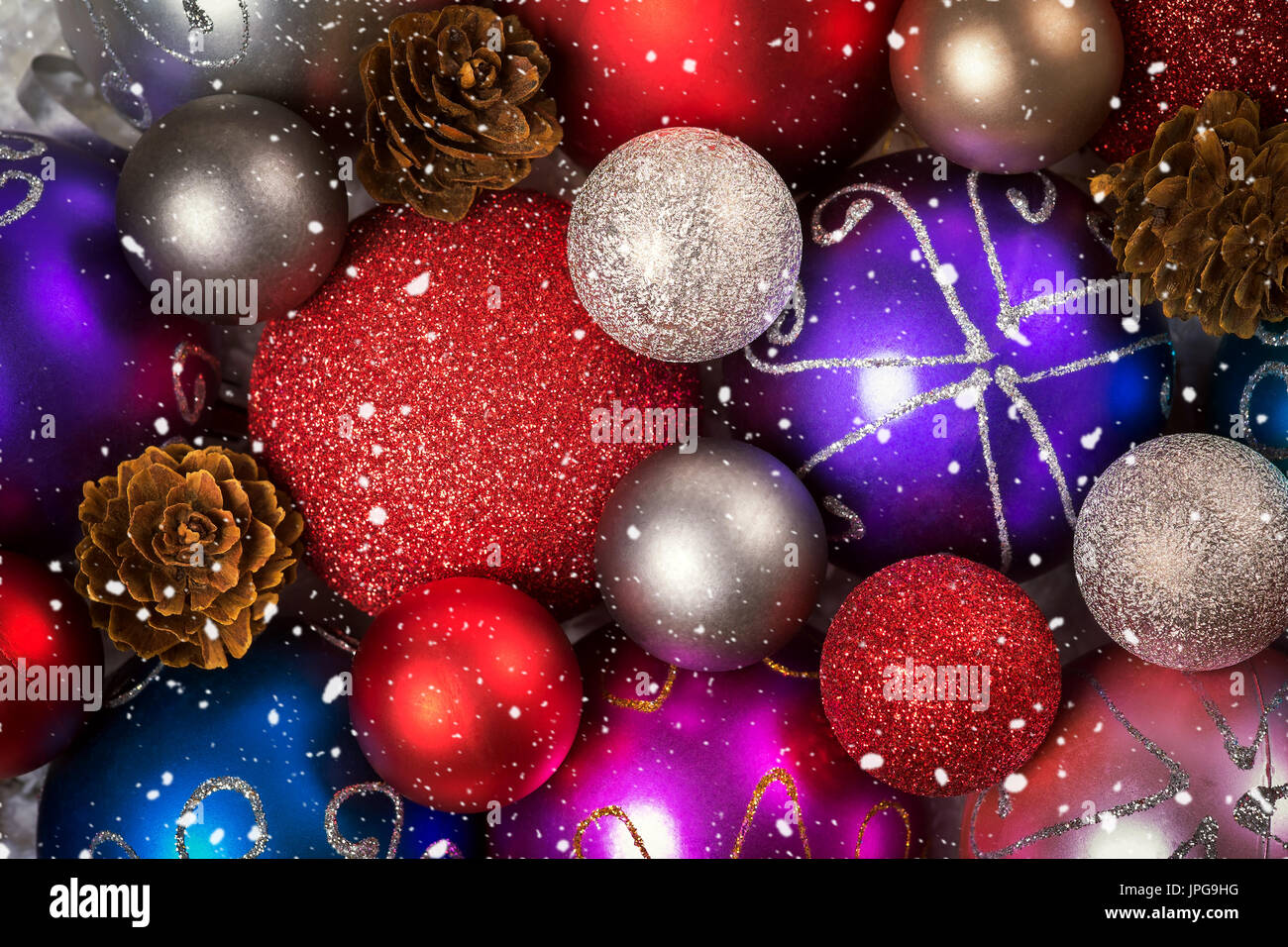 Christmas background with the balls and snowflakes Stock Photo - Alamy