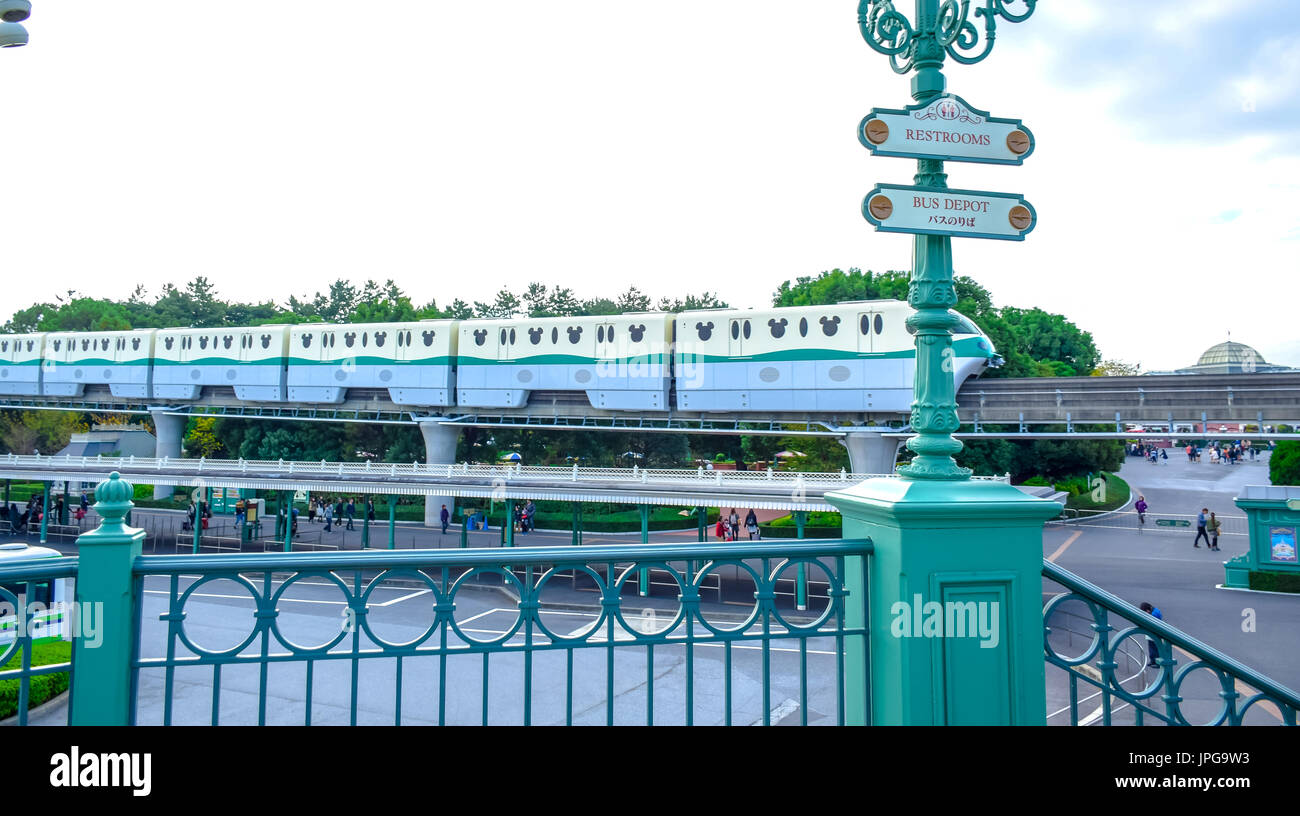 CHIBA, JAPAN: Disney Resort Line, a monorail that circles Tokyo Disney Resort Stock Photo