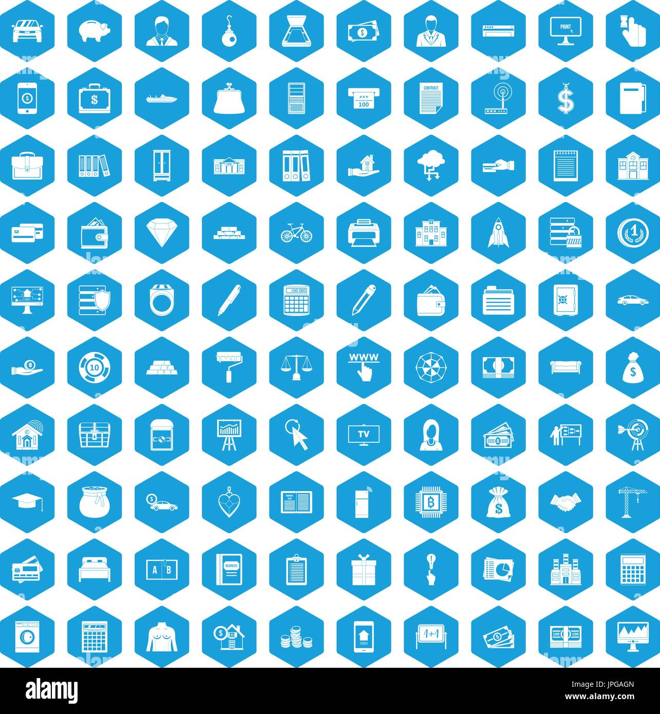 100 credit icons set blue Stock Vector