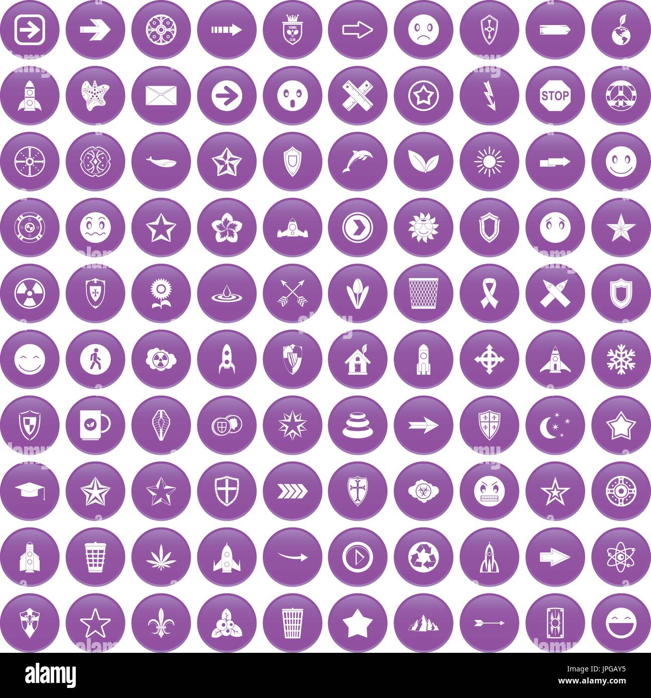 100 logotype icons set purple Stock Vector