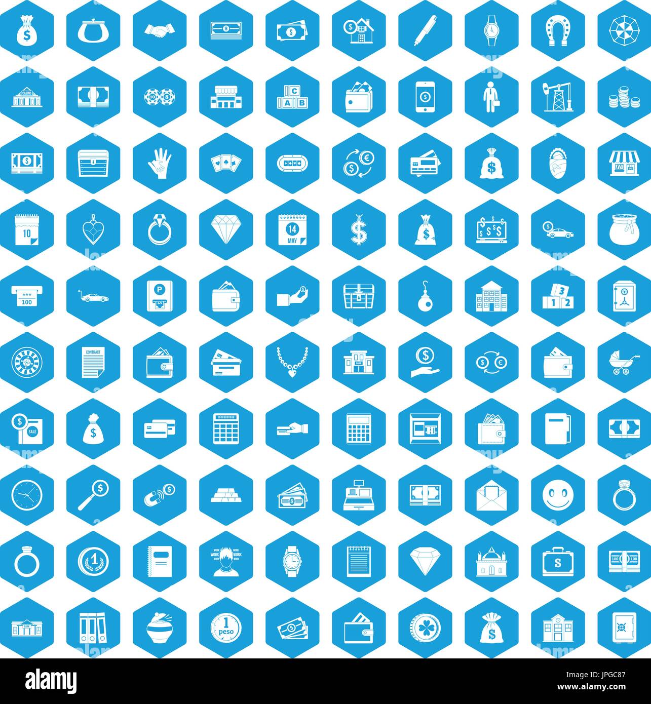 100 deposit icons set blue Stock Vector