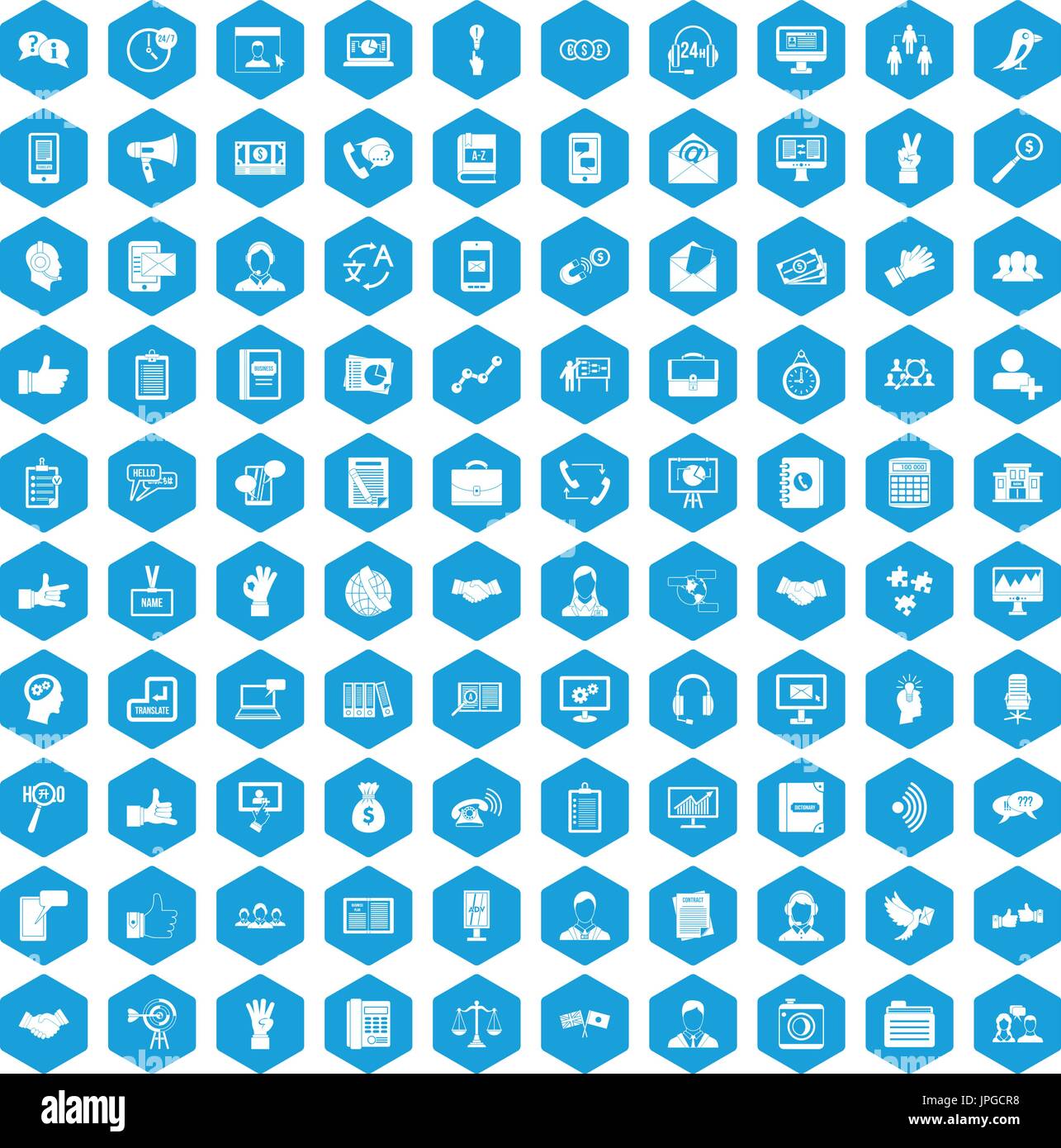 100 dialog icons set blue Stock Vector