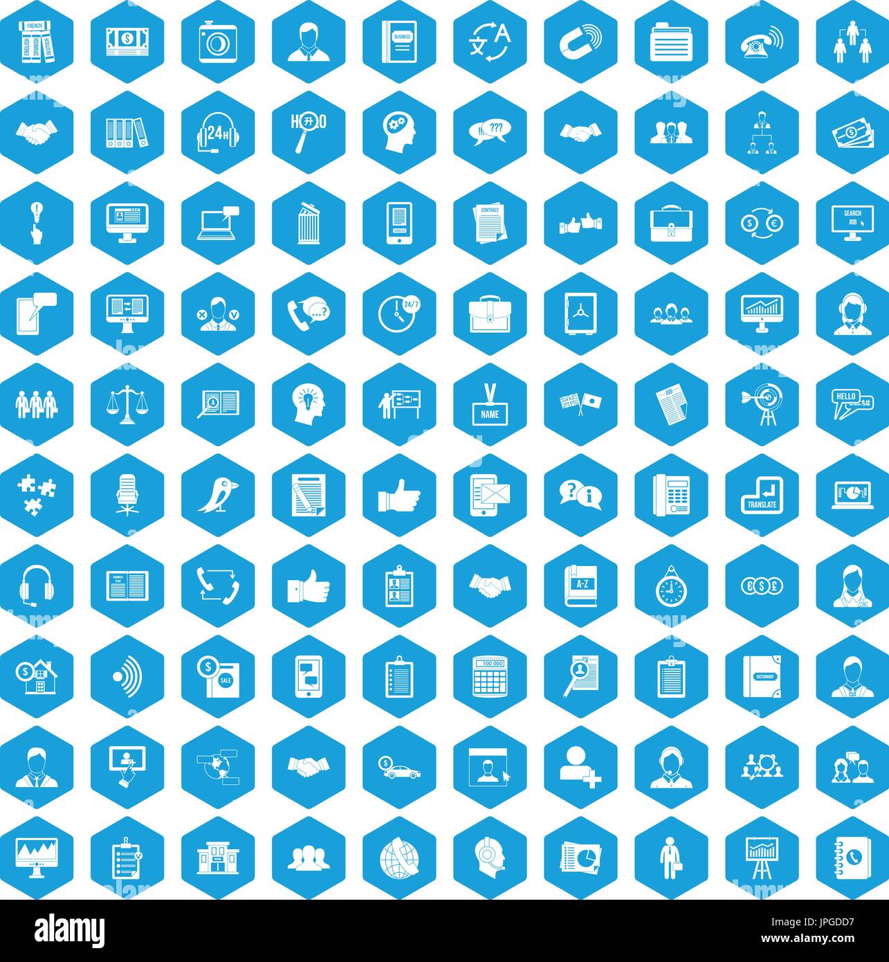 100 discussion icons set blue Stock Vector