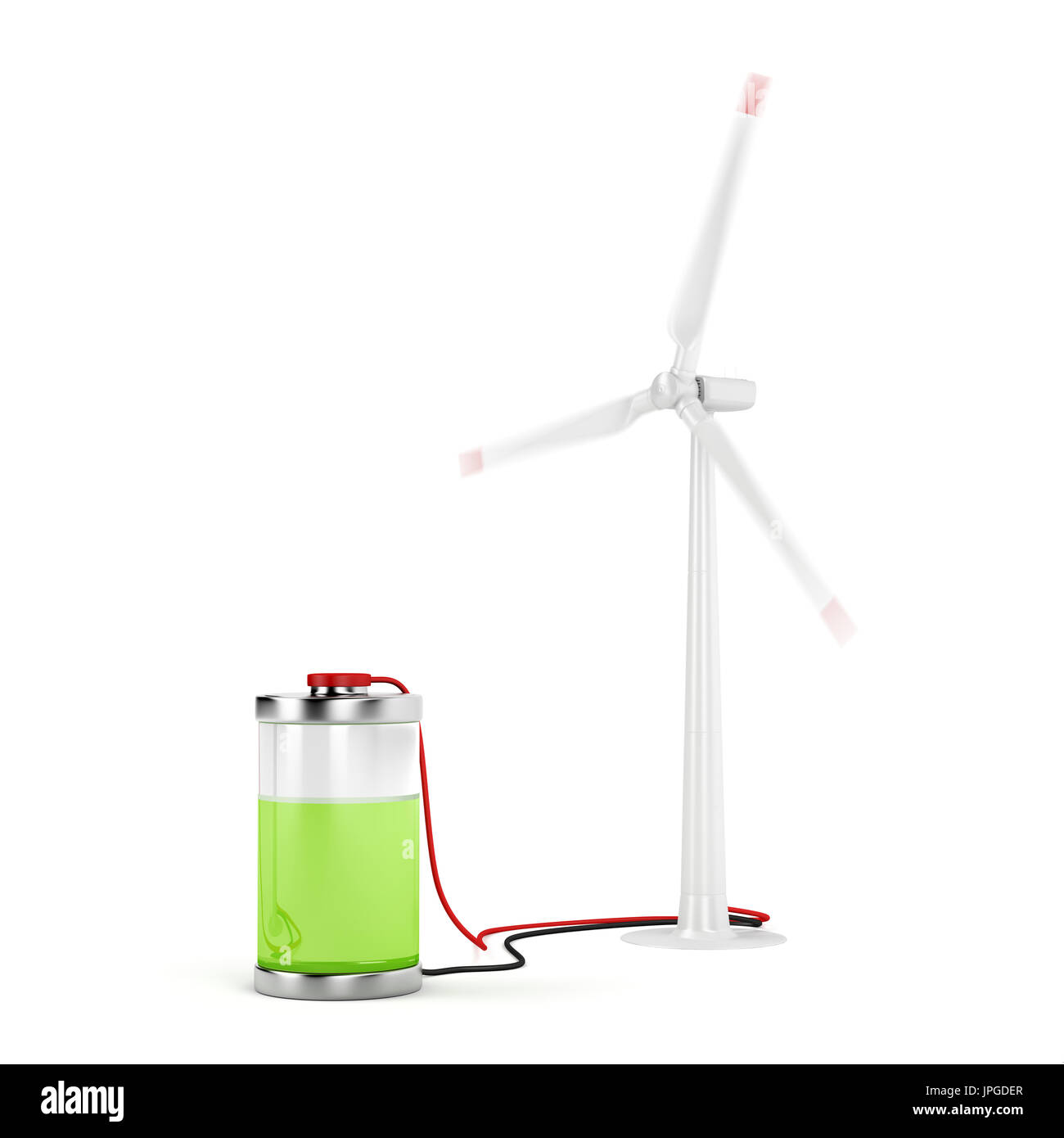 Concept image with wind turbine charging the battery Stock Photo - Alamy - High Kilonewtons Wind Turbine Charging Meters