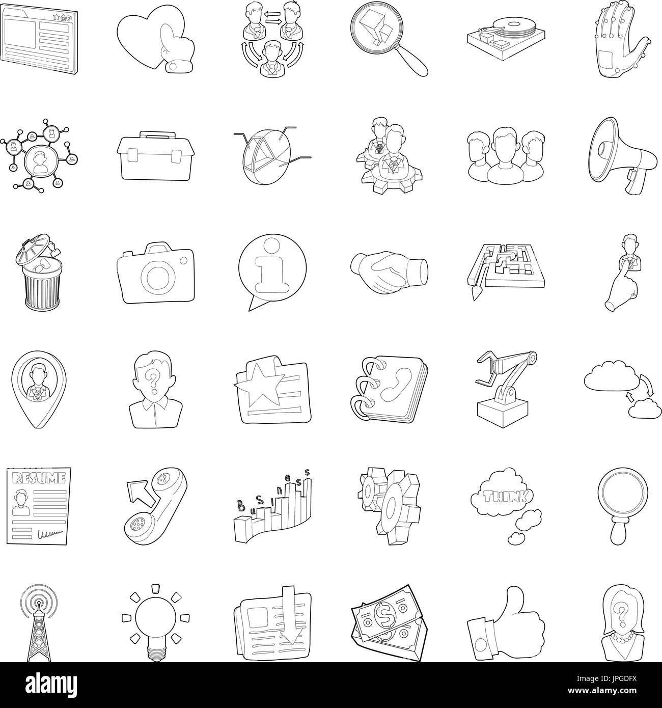 Business icons set, outline style Stock Vector Image & Art - Alamy