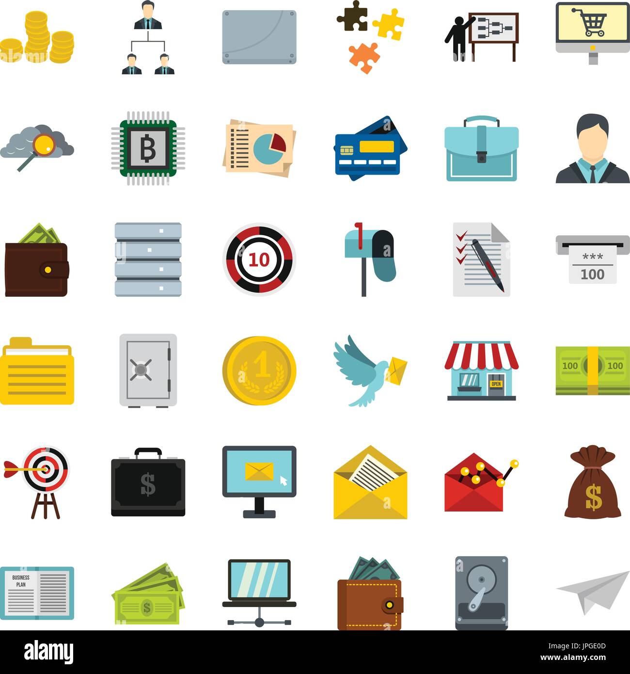 Business icons set, flat style Stock Vector Image & Art - Alamy