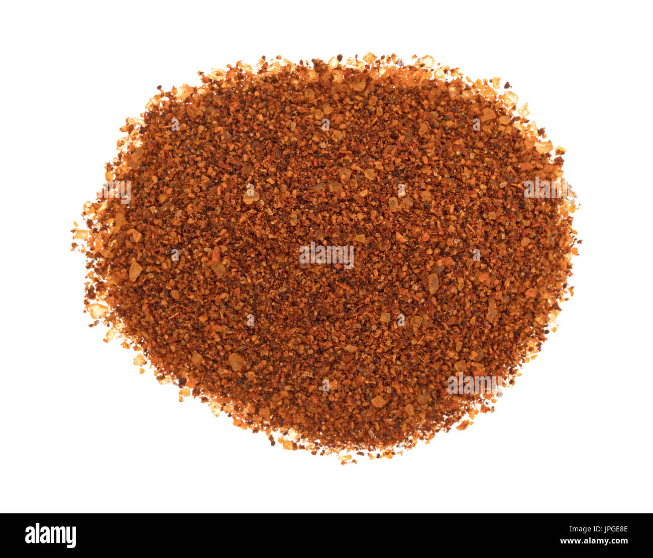 Top view of a small pile of habanero pepper seasoning isolated on a