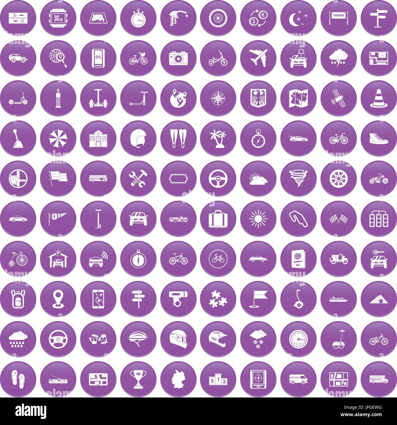 100 ride icons set purple Stock Vector Image & Art - Alamy