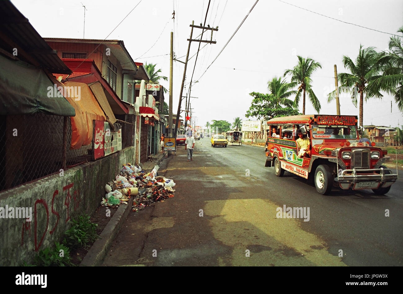 A customised jeepney on Diego Cera Avenue, Las Piñas, Metro Manila, Philippines Stock Photo