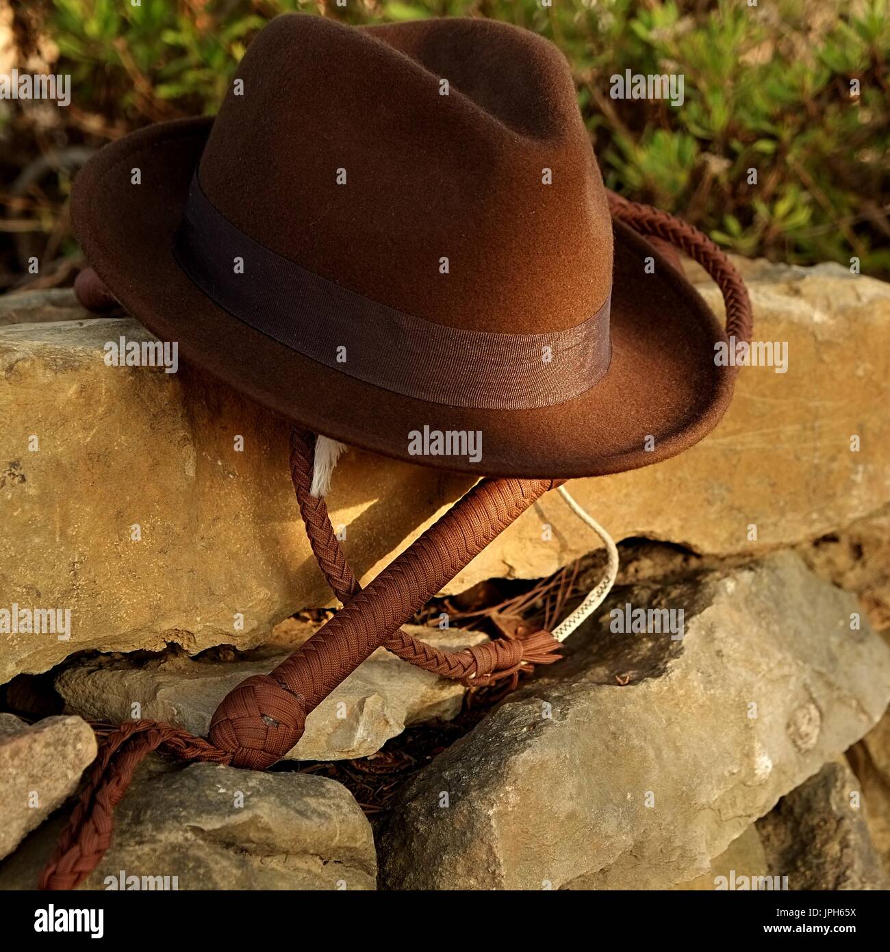 Indiana jones hat and whip hi-res stock photography and images - Alamy