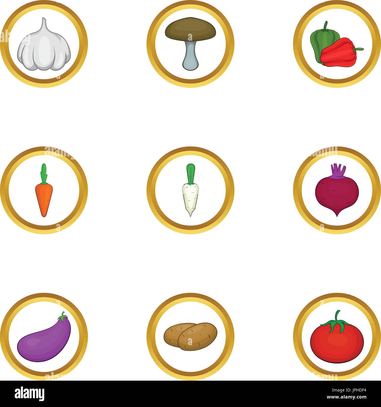 Vegetarian food icons set, cartoon style Stock Vector Image & Art - Alamy