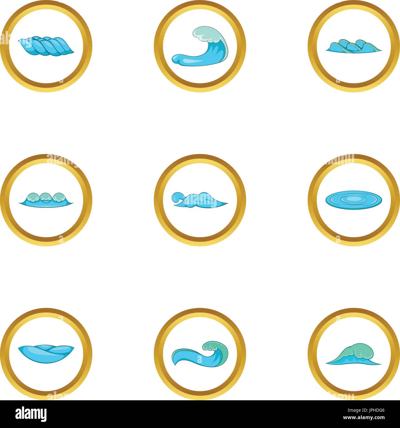 Surf waves icons set, cartoon style Stock Vector Image & Art - Alamy