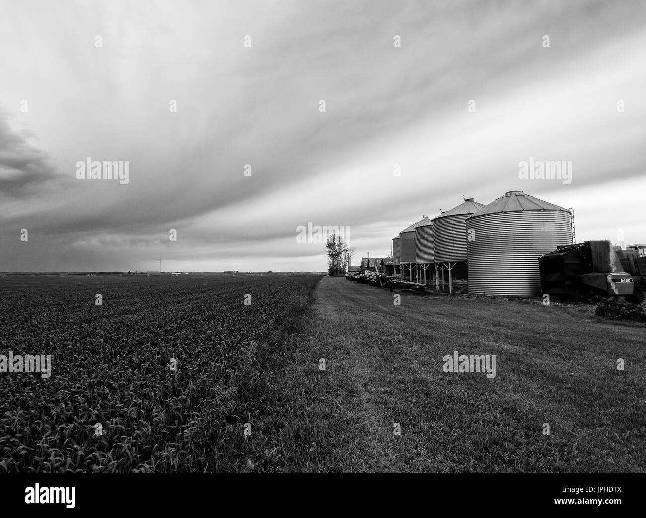 Landscape field farm house Black and White Stock Photos & Images - Alamy