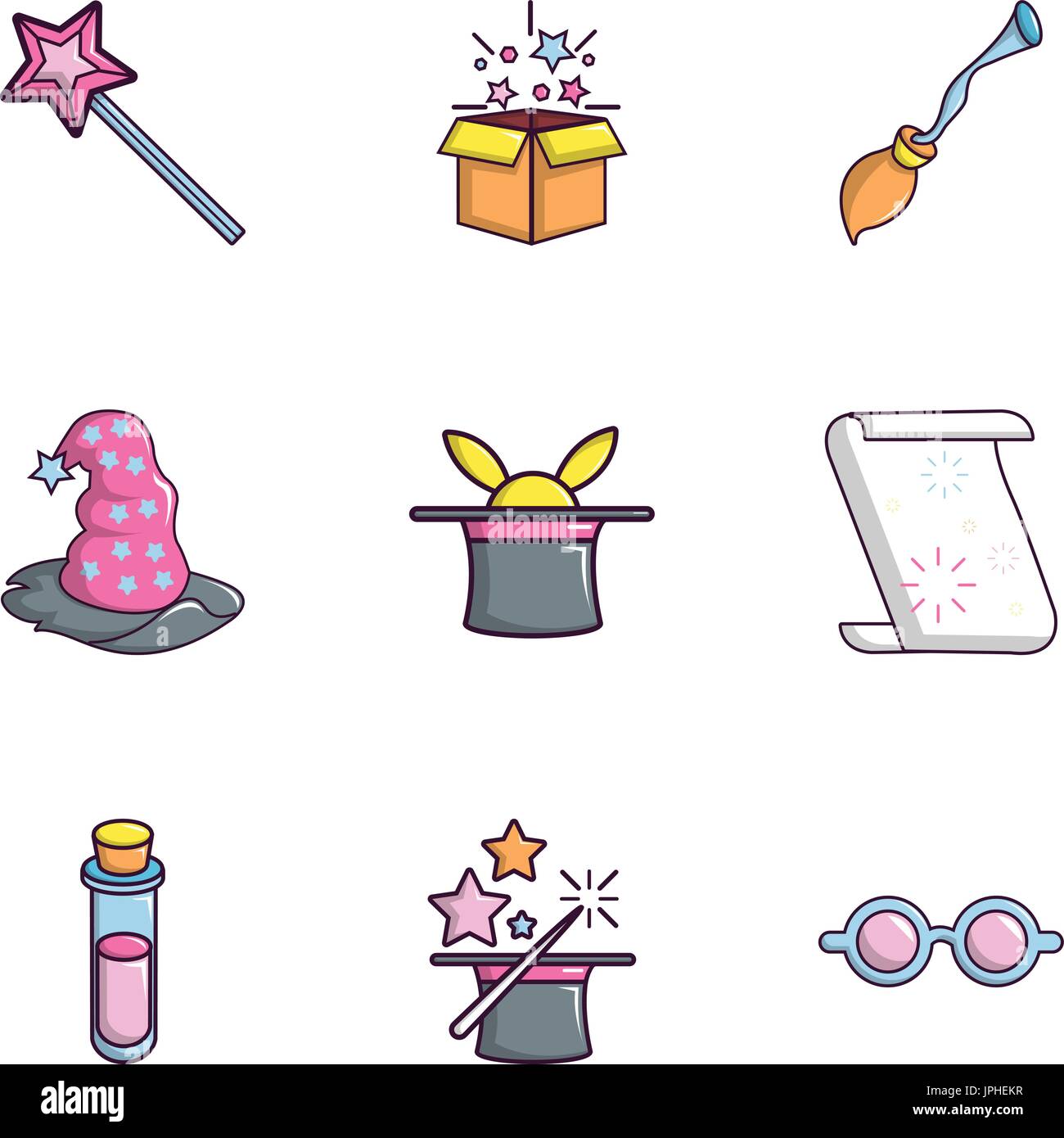 Magic show icons set, flat style Stock Vector Image & Art - Alamy