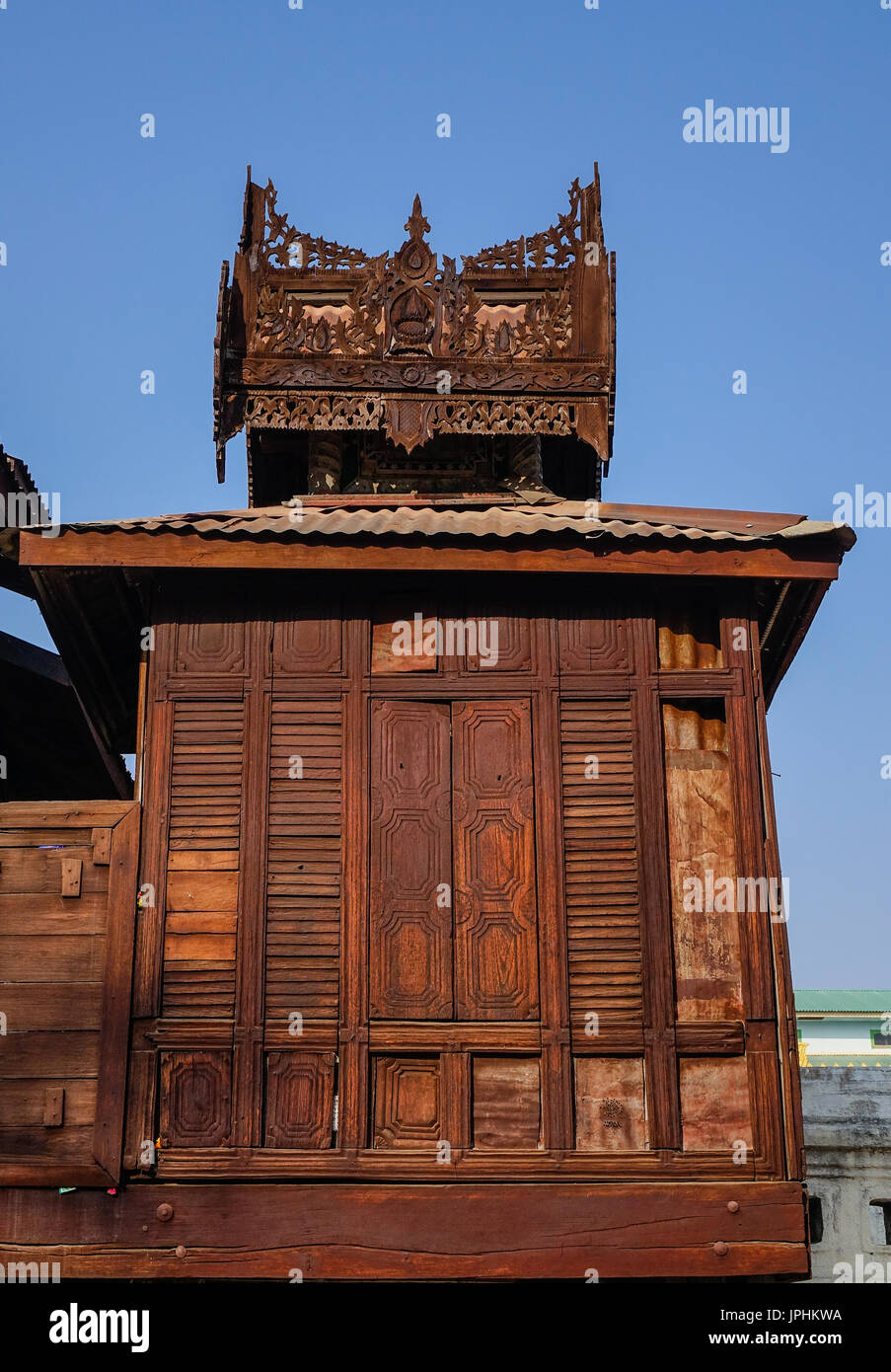 Part of Shwe Yan Pyay Monastery in Nyaungshwe, Myanmar. Nyaungshwe is a township of Taunggyi District in the Shan State of Myanmar. Stock Photo