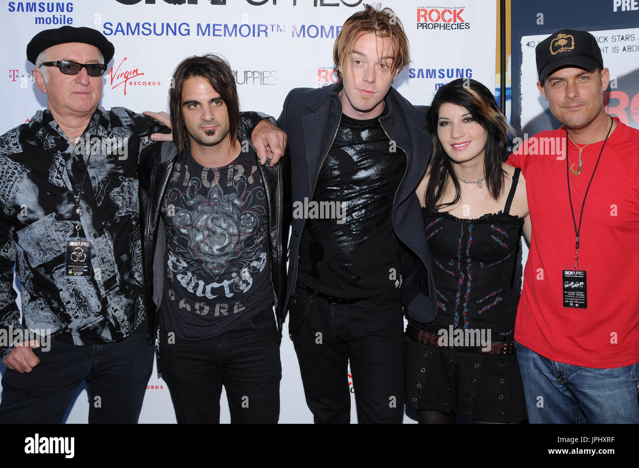 Mark Goodwin, Shimon Moore and Emma Anzai at the Sick Puppies Album ...