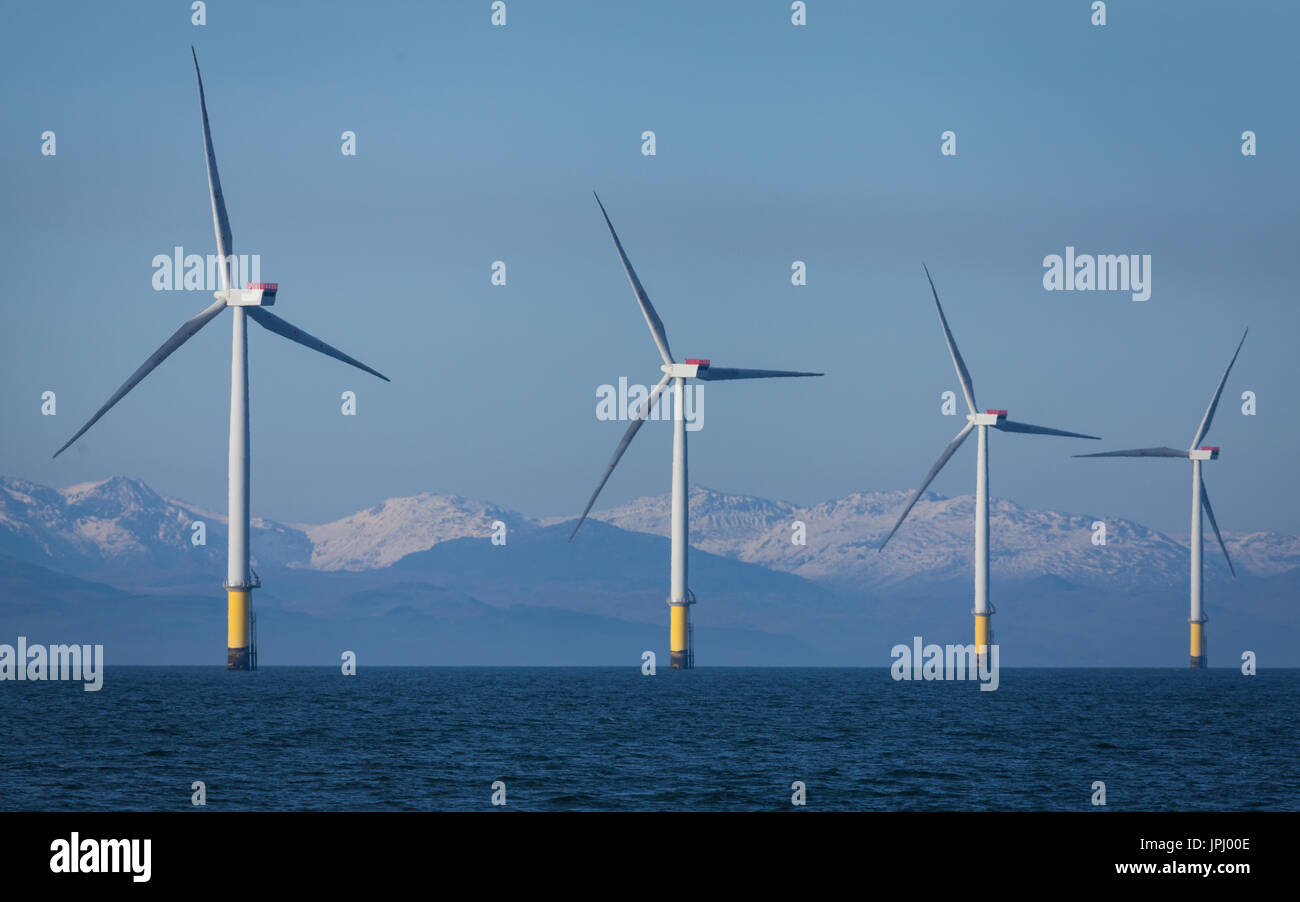 Walney Offshore Wind Farm in the Irish Sea, UK Stock Photo