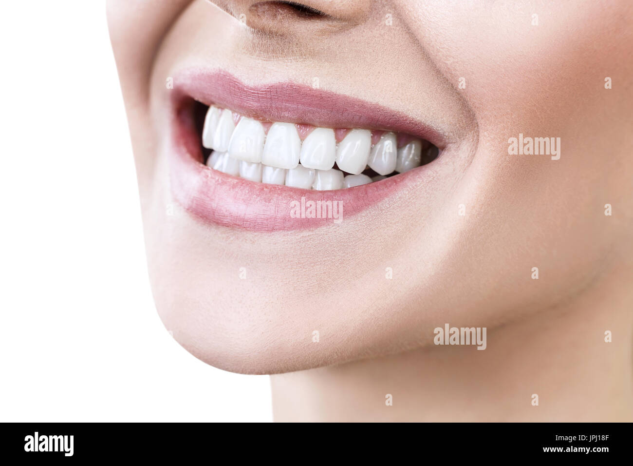 Close-up of smile with white healthy teeth. Stock Photo
