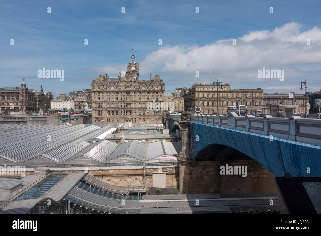The Balmoral Hotel Seen From Old Town Edinburgh, Across The Roof Of Waverley Station Scotland, Part Of The Rocco Forte Hotels Group Stock Photo