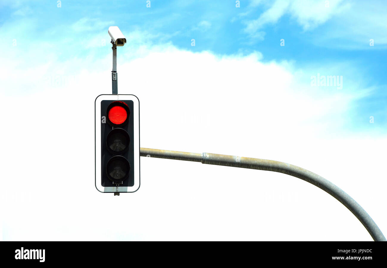 traffic light with surveillance camera Stock Photo Alamy