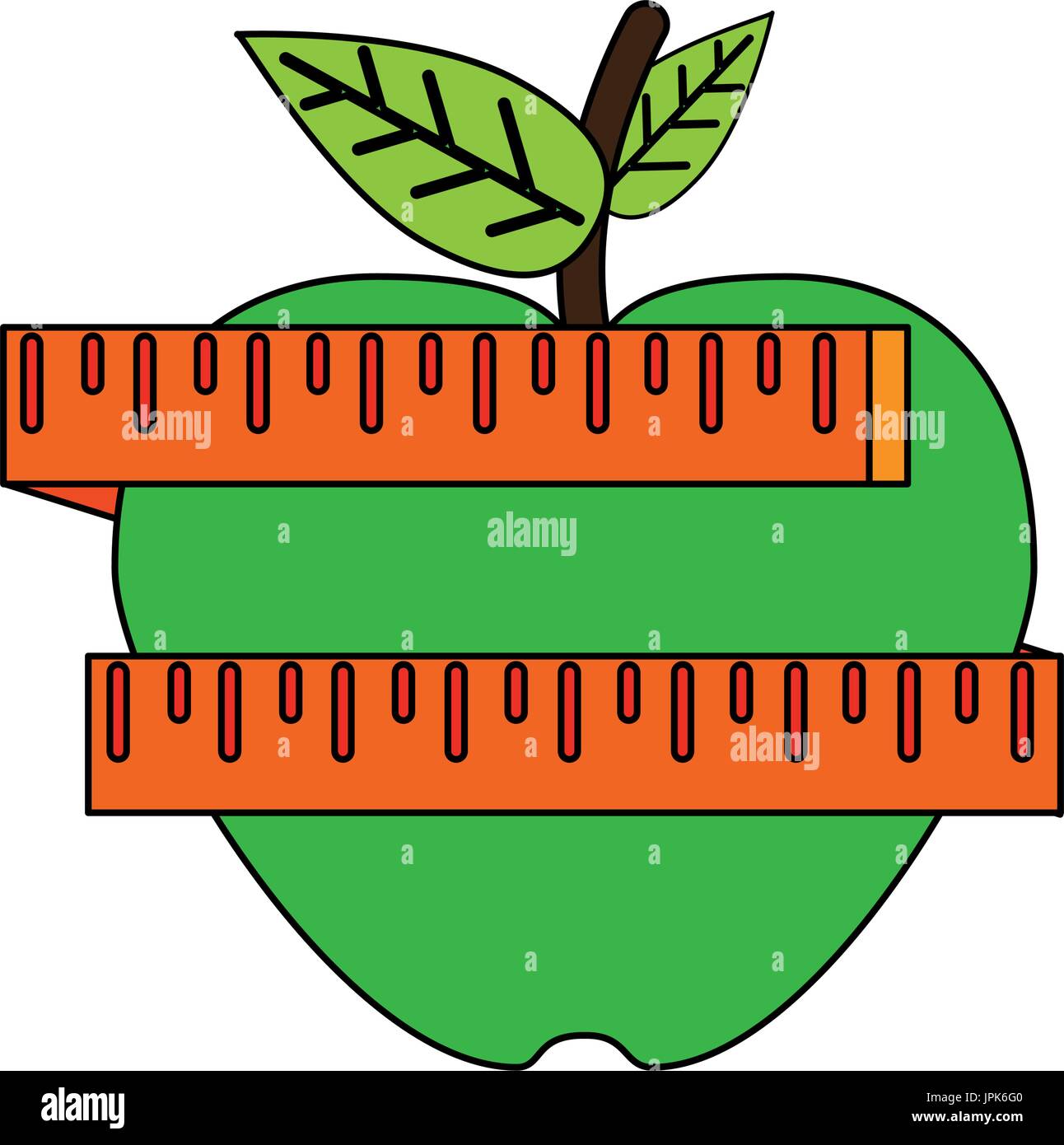 apple and measuring tape weight loss related icon image Stock Vector