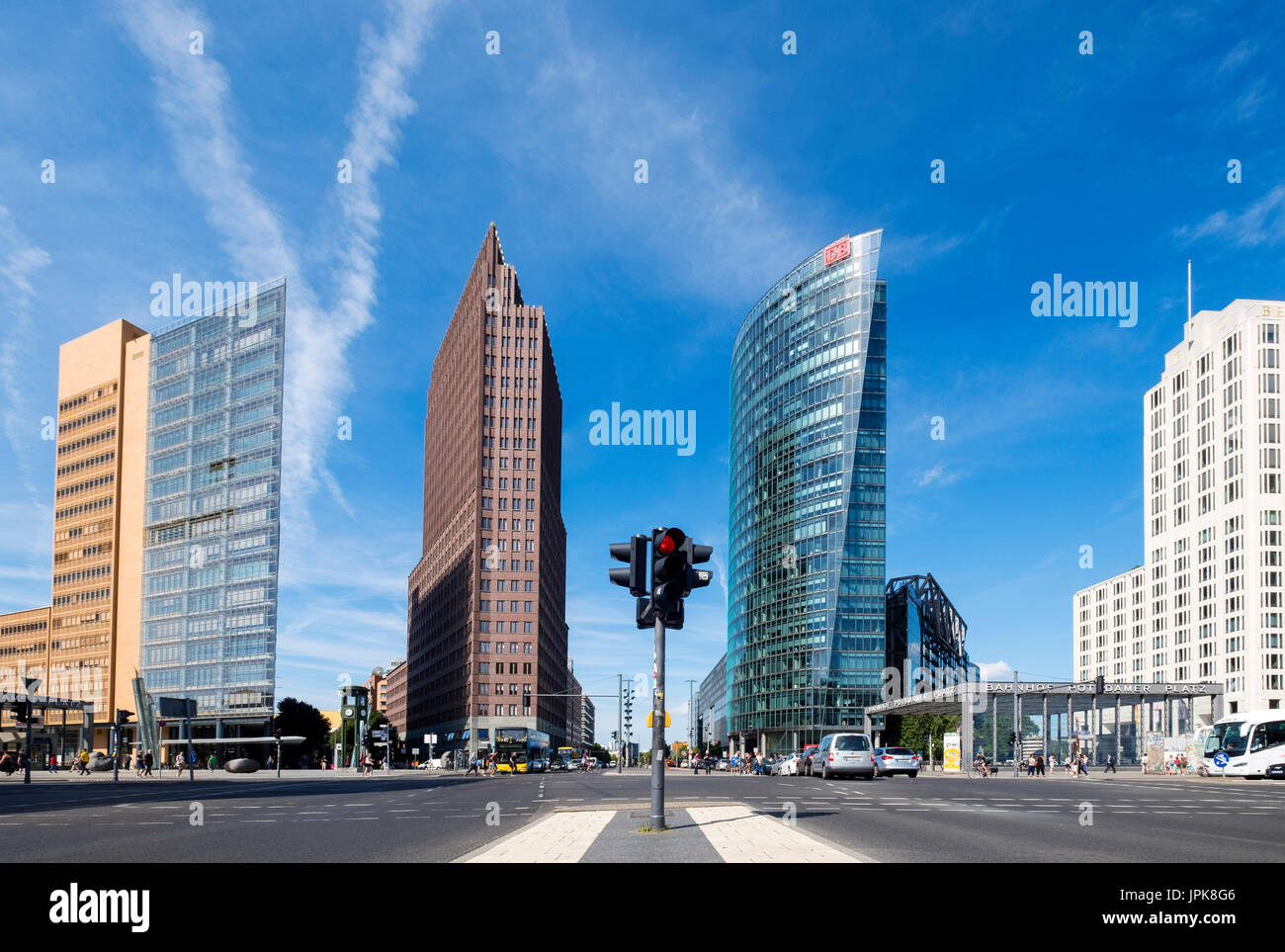 Cityscape of Potsdamer Platz modern business and entertainment district in Berlin, Germany Stock Photo