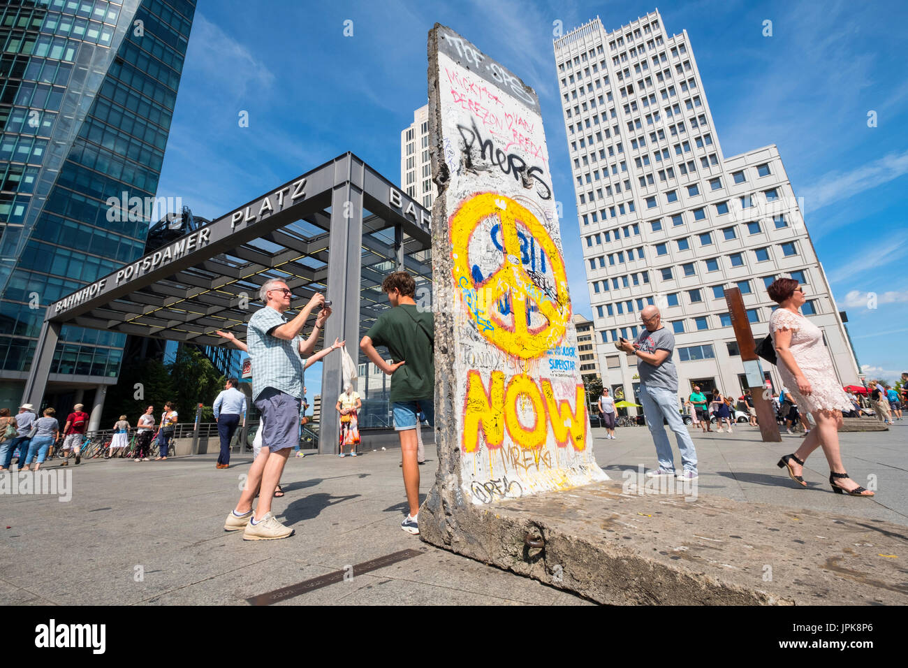 View of busy square at Potsdamer Platz business and entertainment district in Berlin, Germany Stock Photo