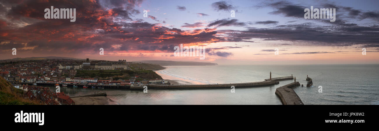 Whitby Sun Harbour sun set hi-res stock photography and images - Alamy