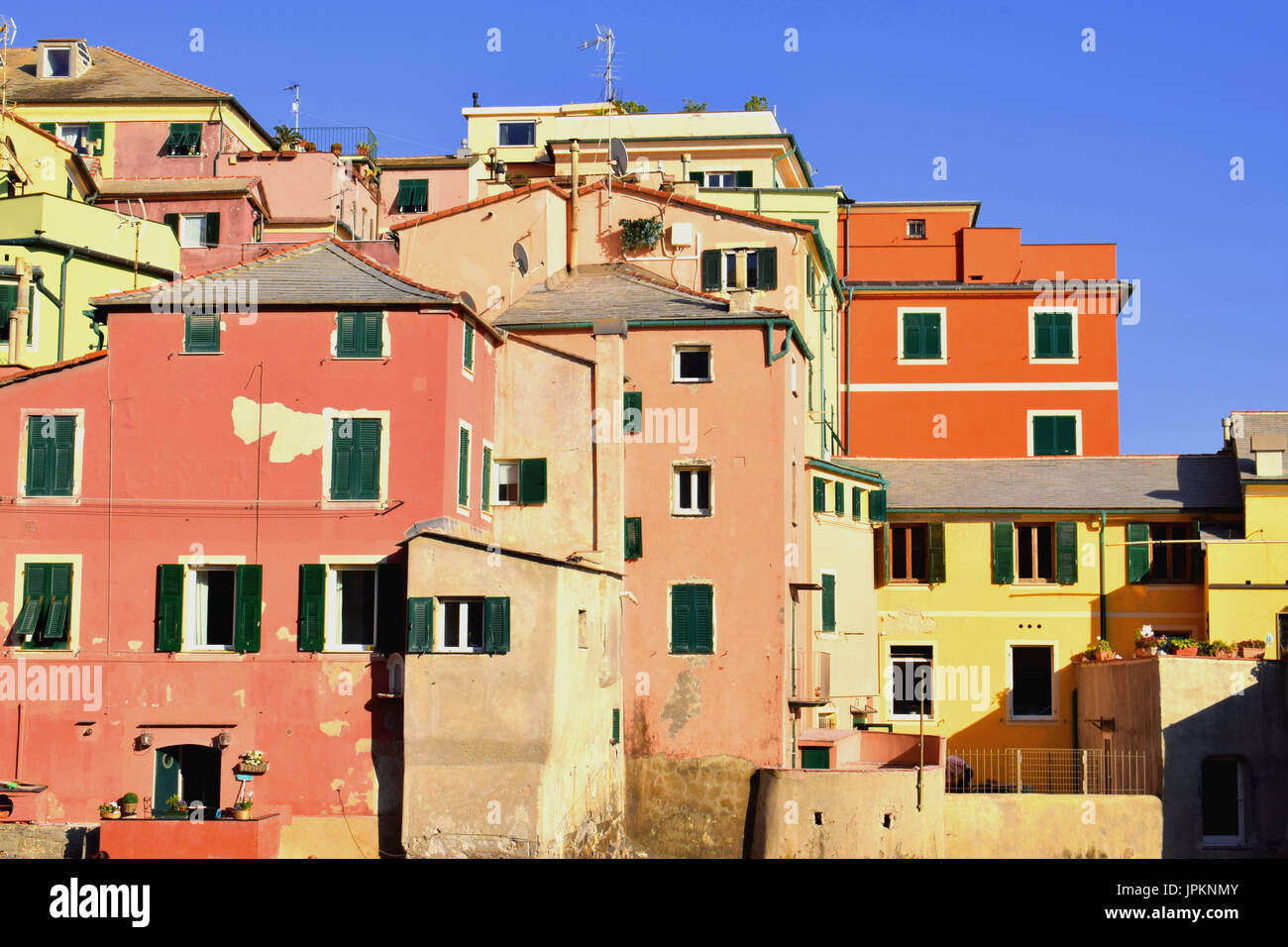 Colorful houses of the charming fishing village of Boccadasse, Genoa