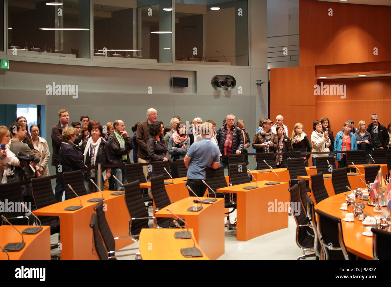 Berlin, Germany, 31st August, 2014: Chancellor Angela Merkel welcomes visitors to open day Chancellery. Stock Photo