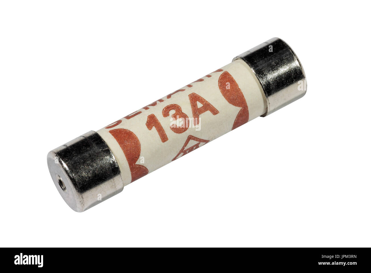 A 13 amp electrical fuse isolated on a white background Stock Photo