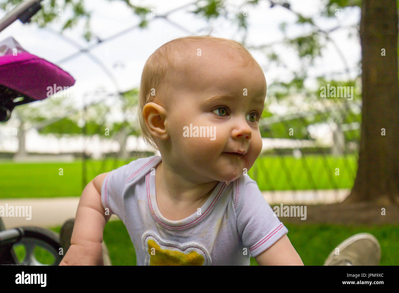 Baby in Millenium Park Downtown Chicago Stock Photo Alamy