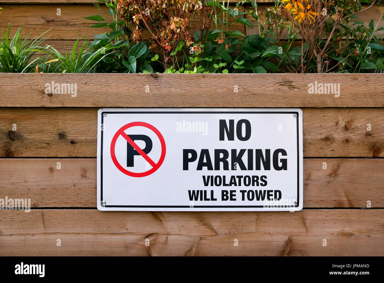 No parking violators will be towed sign Stock Photo