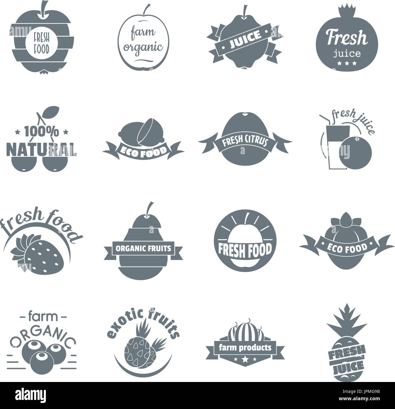 Fresh juice fruit logo icons set, simple style Stock Vector Image & Art ...