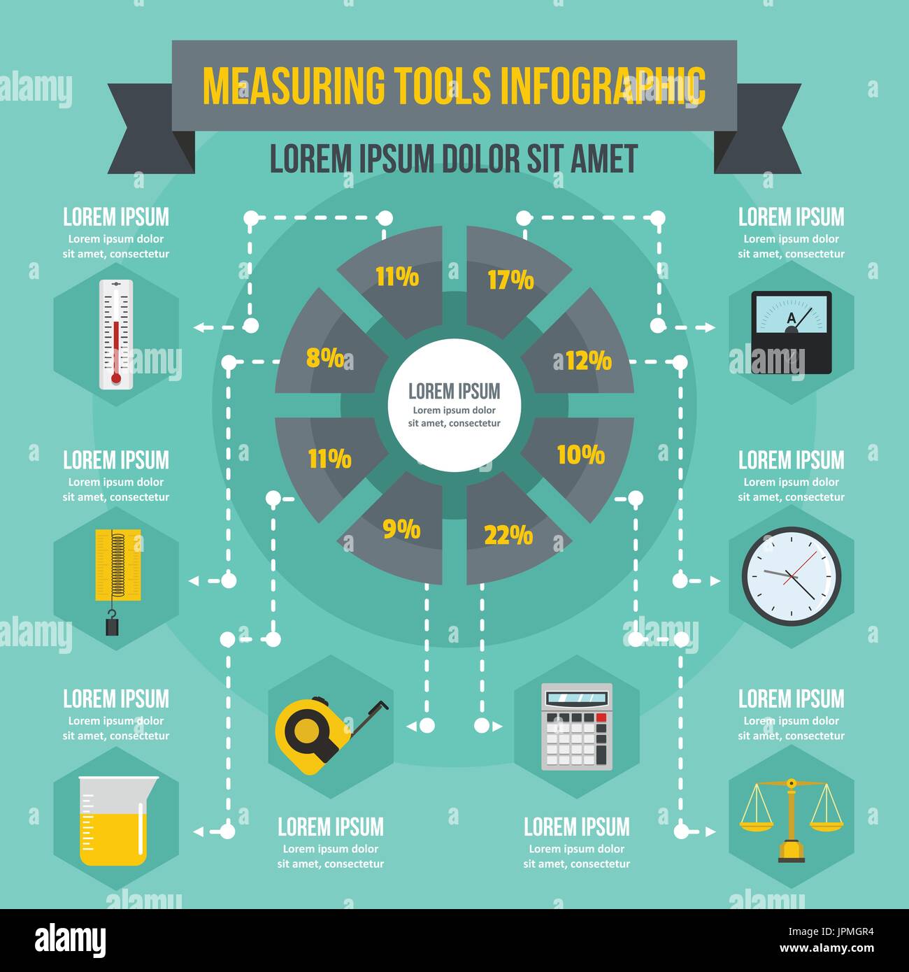 Measuring tools infographic concept, flat style Stock Vector Image