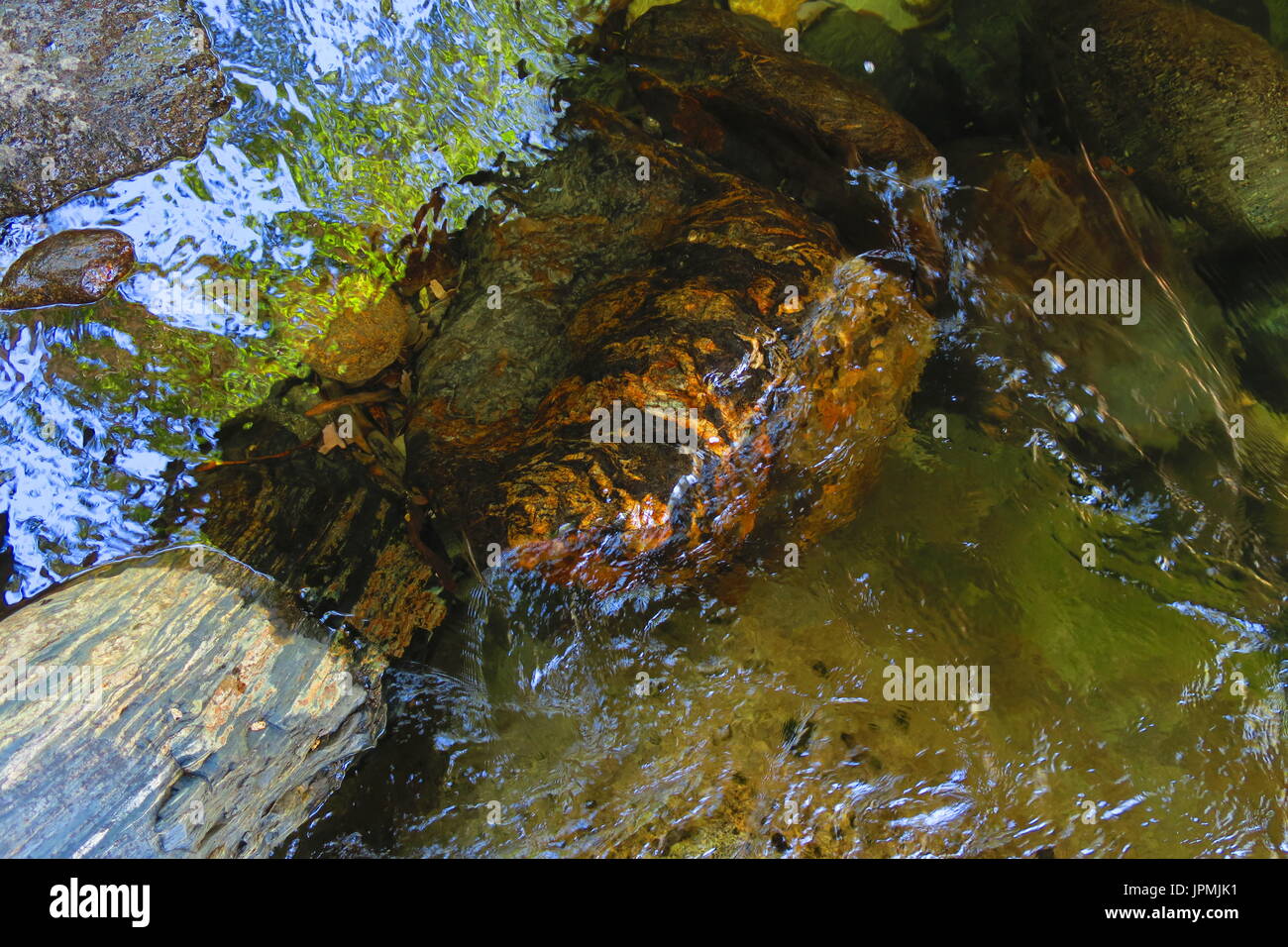 Ripples over river rocks Stock Photo