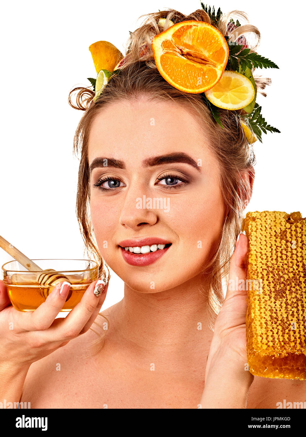 Download Honey Facial Mask With Fresh Fruits And Honeycombs For Hair Stock Photo Alamy PSD Mockup Templates