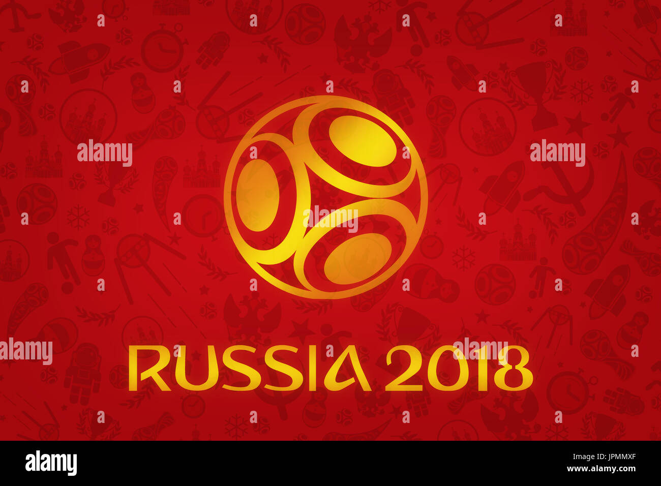 World Cup Football 2018 Wallpaper - World Soccer Tournament in Russia Stock Photo