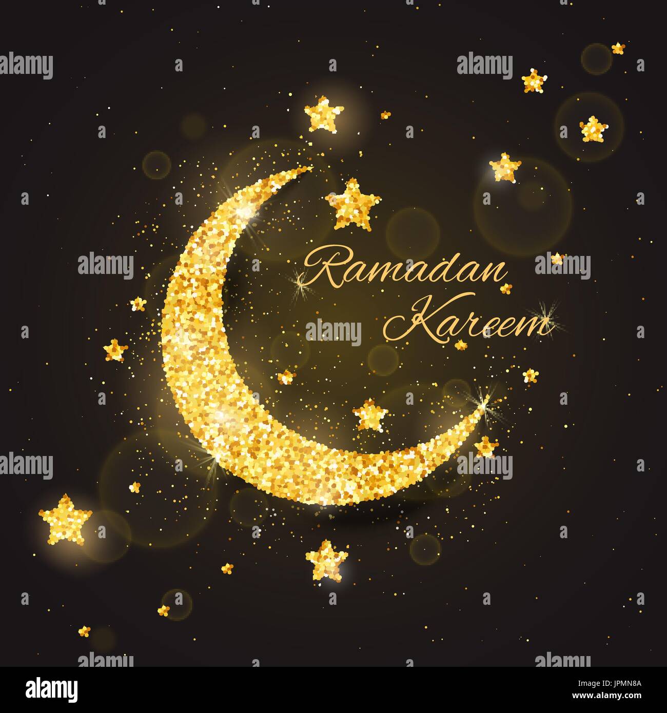 Vector Ramadan Kareem background with sparkling glitter golden textured ...