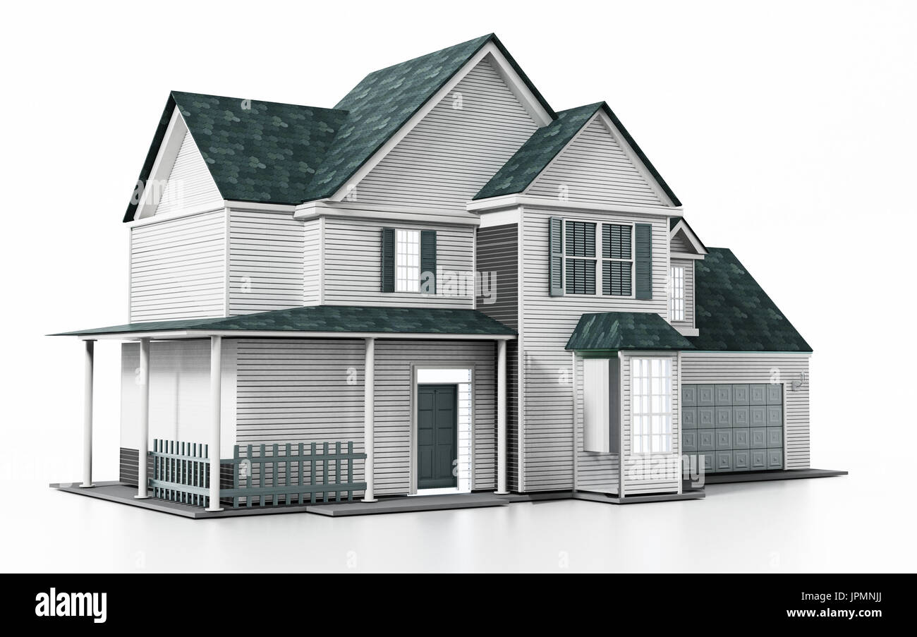 Luxurious modern house isolated on white background. 3D illustration ...