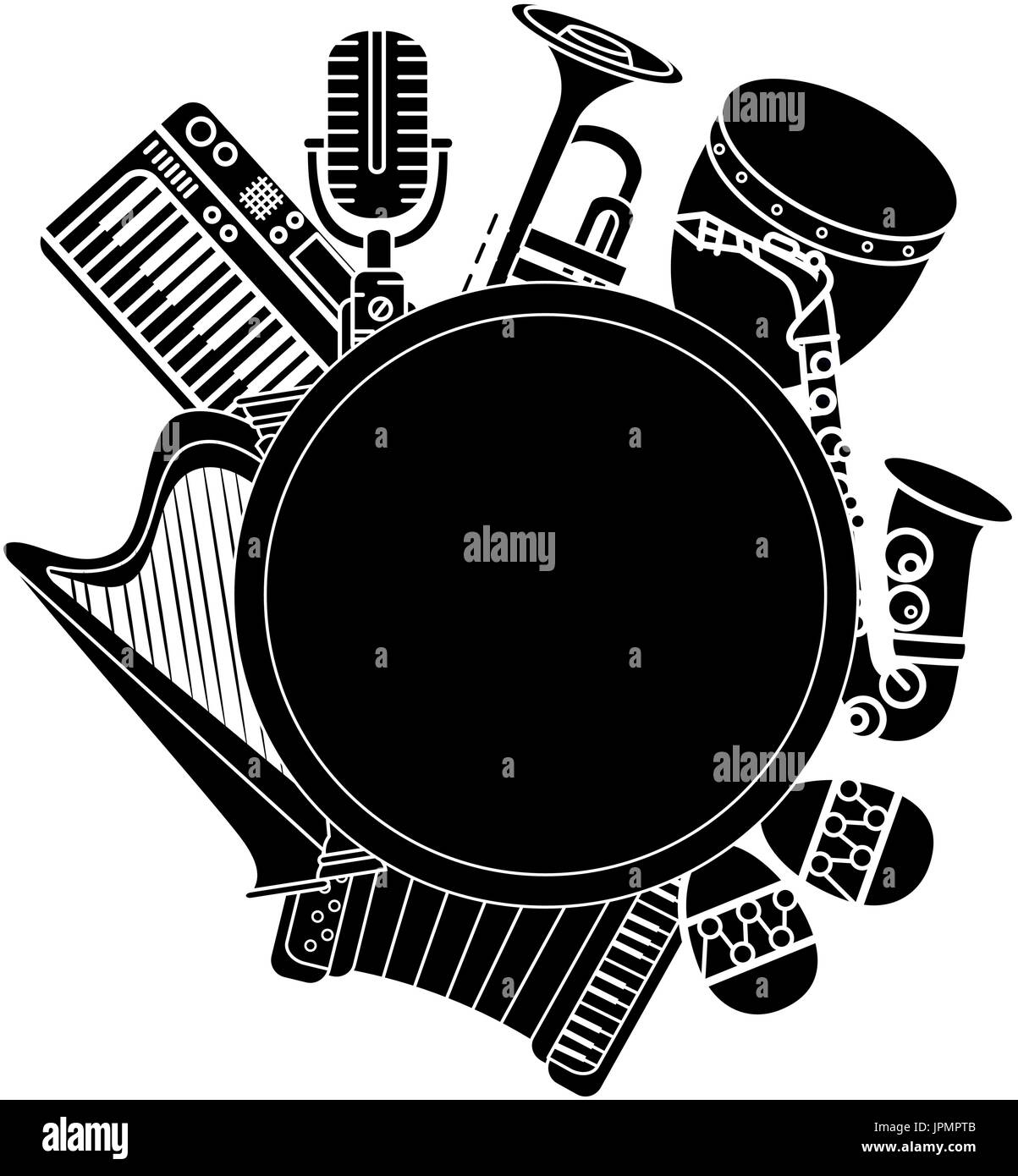 Music instrument emblem label icon vector illustration graphic design ...