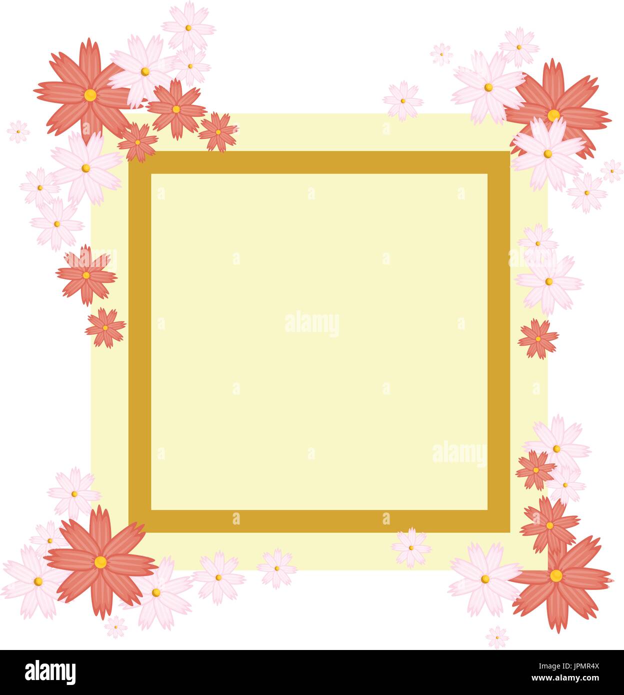 decorative frame with flowers over white background vector illustration ...