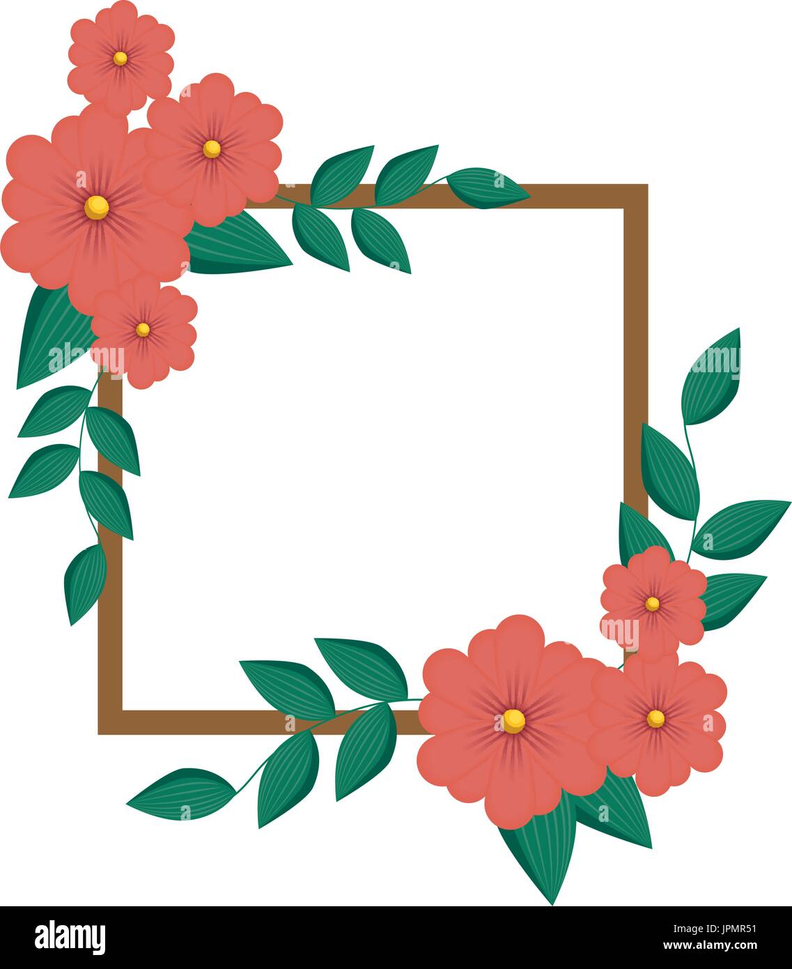 decorative frame with flowers over white background vector illustration ...