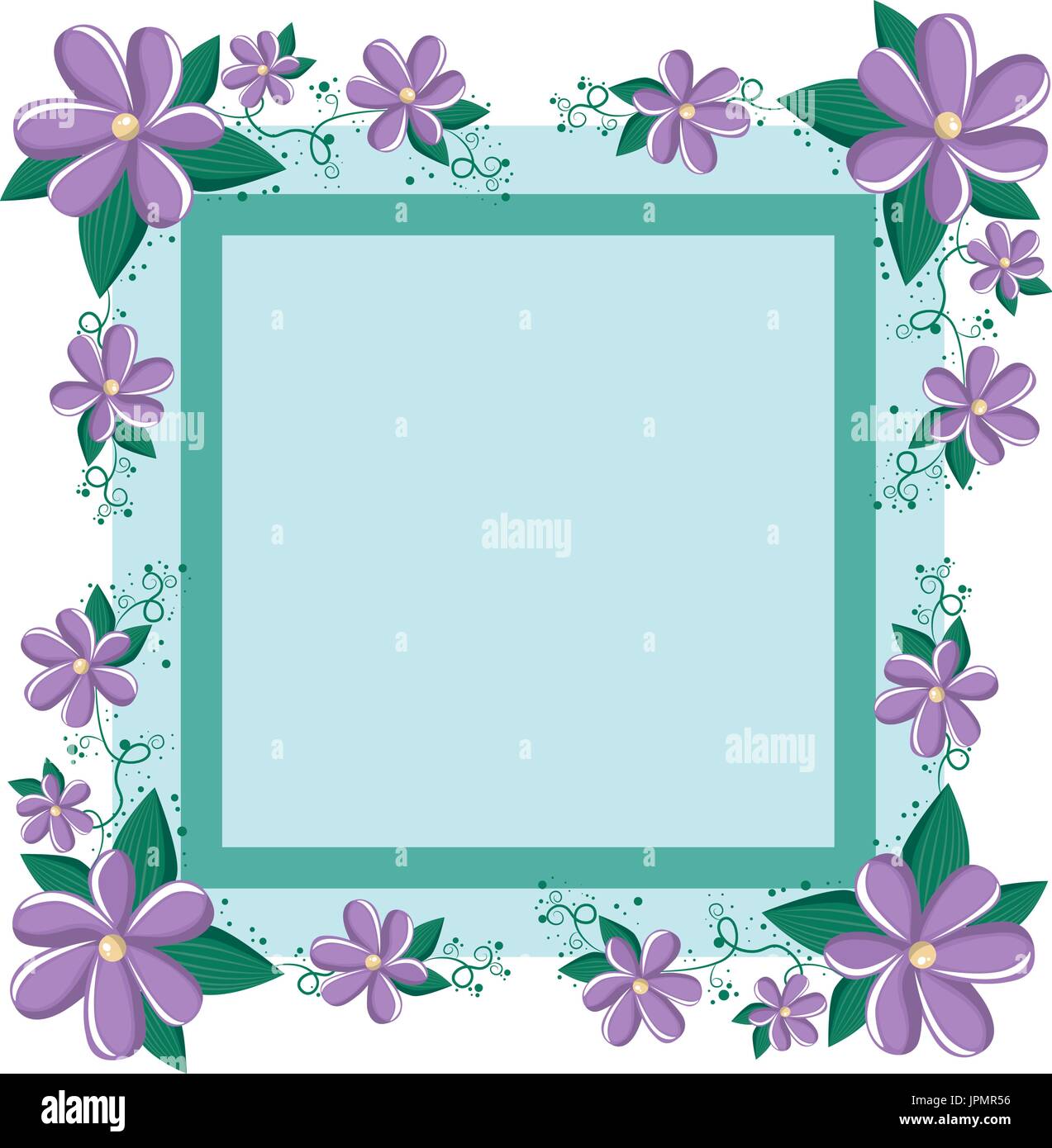 decorative frame with flowers over white background vector illustration ...