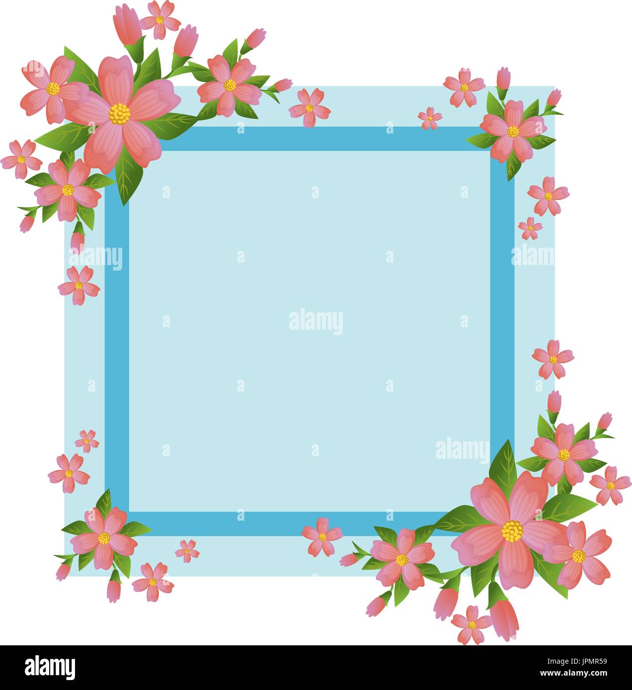 decorative frame with flowers over white background vector illustration ...