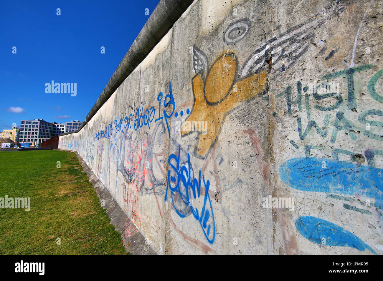 Preserved sections of the Berlin Wall at the Berlin Wall Memorial on Bernauer Strasse, Berlin, Germany Stock Photo