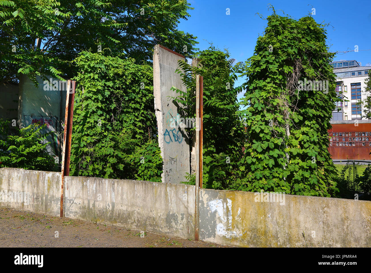 Preserved sections of the Berlin Wall at the Berlin Wall Memorial on