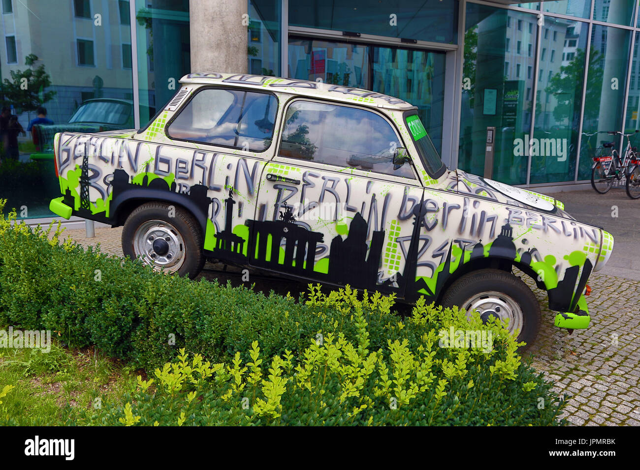 Decorated Trabant motor car in Berlin, Germany Stock Photo