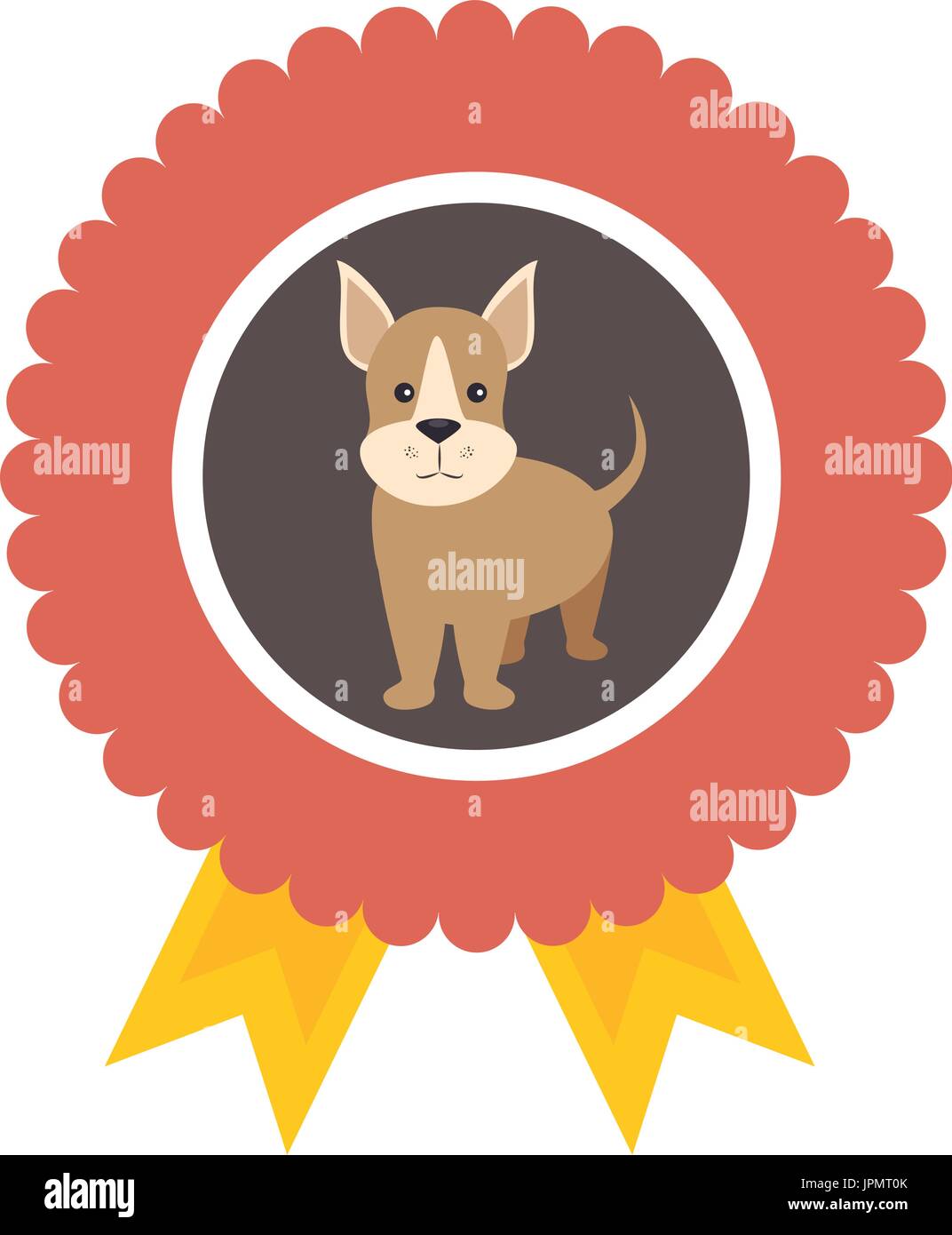 medal with dog icon over white background colorful design vector ...